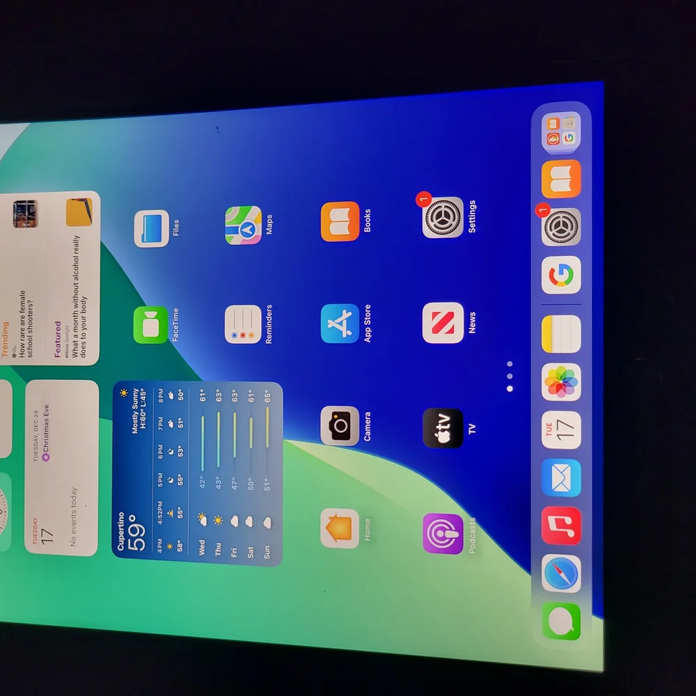 Apple iPad with Blue and Green Display